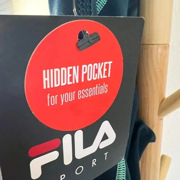 FILA Women's Teal/Green/Black Stitch High Waisted Pieced Leggings - Size M - NWT - Picture 4 of 8